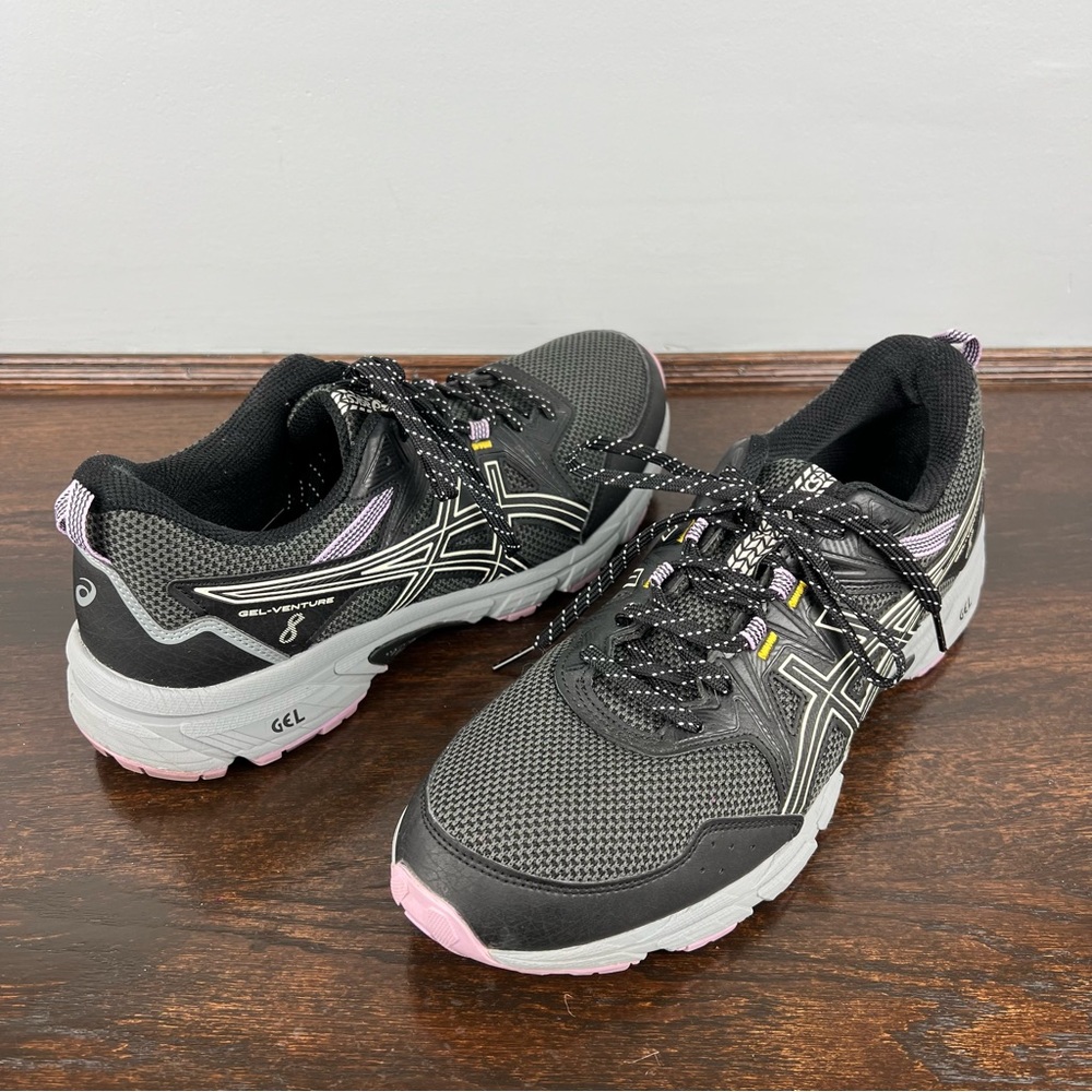 Asics Gel Venture 8 Sneakers Womens Running Trail Shoes Size 11.5 Black Purple